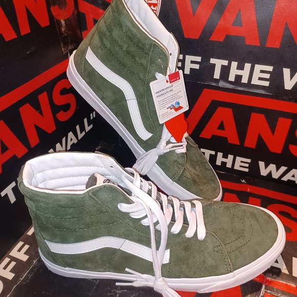 Vans Men's 11 Sk8-Hi Pig Suede Grape Leaf Green/White VN0A4BVT50K - Picture 11 of 14